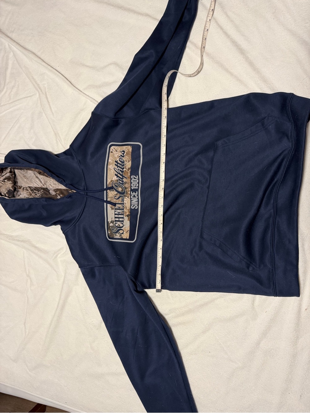 Shells Outfitters Navy Hooded Crewneck with Camo Trim